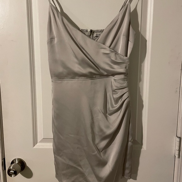 Abercrombie Satin Wrapped Dress (Light Grey) Size Small - Picture 2 of 3